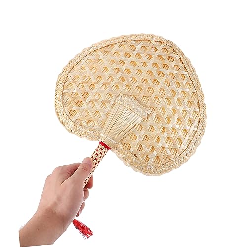 JUMPLAWN Handgefertigter Weizenstroh Handfächer Retro Stil Leichtes Rustikales Design Sommerliche Kühlung und Dekoration für Hochzeit Strand und Gartenfeiern von JUMPLAWN
