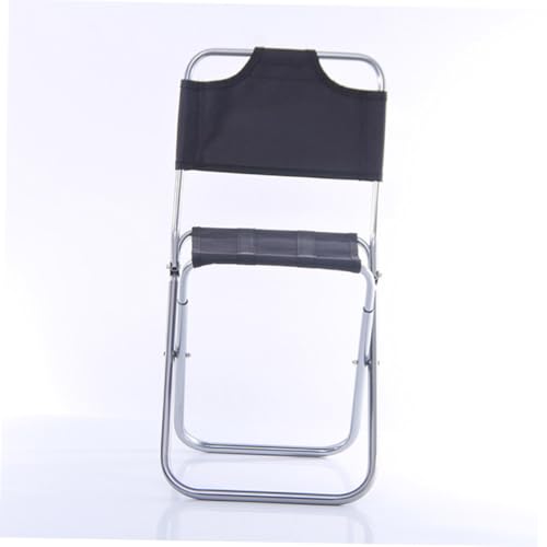 JUMPLAWN Klappbarer Aluminiumlegierung Anglerstuhl mit Rückenlehne Leichter Campinghocker für Outdoor Angeln Wandern und Reisen Faltbarer Tragbarer Sitzstuhl in Schwarz und Silber von JUMPLAWN