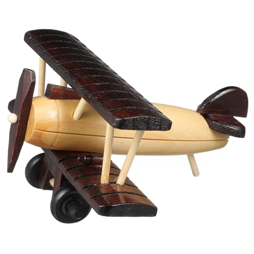 JUMPLAWN Retro Holzflugzeug Modell Deko Vintage Flugzeugfigur Aus Holz Kreative Tischdekoration Für Zuhause Rustikale Holztextur Flugzeugliebhaber von JUMPLAWN