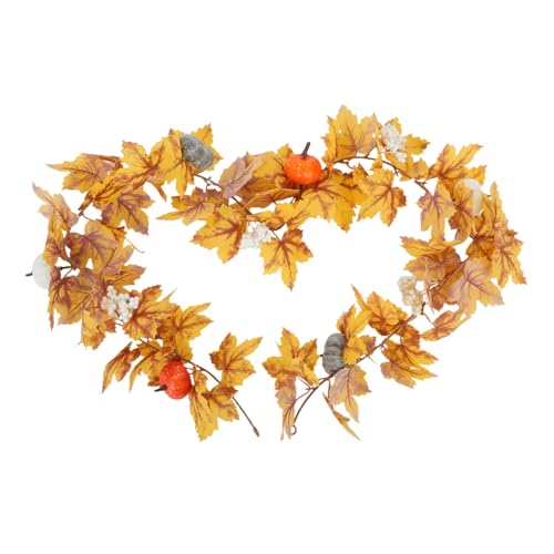 JUMPLAWN Künstliche Ahornblätter Girlande Herbstdeko Realistische Herbstliche für Halloween Erntedankfest Hochzeit Kamin Party Dekoration von JUMPLAWN
