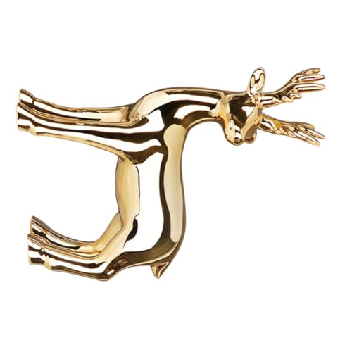 JUMPLAWN Leichte Luxus Keramik Figur mit Goldener Vergoldung Stilvolle Dekoration für Wohnräume Esszimmer und Weinregale Nordisches Design Zuhause Accessoire von JUMPLAWN