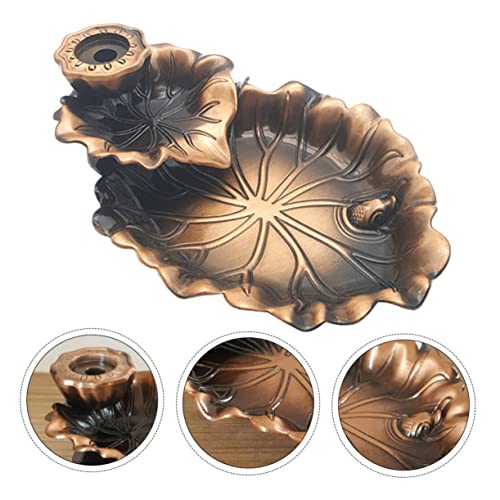 JUMPLAWN Lotusblatt-räuchergefäß Aus Legierung Rückfluss-weihrauchbrenner Im Chinesischen Stil Für Teezeremonie-Dekoration Antikbronze Für Zen-Raum Schlafzimmer Yoga Und Meditation von JUMPLAWN