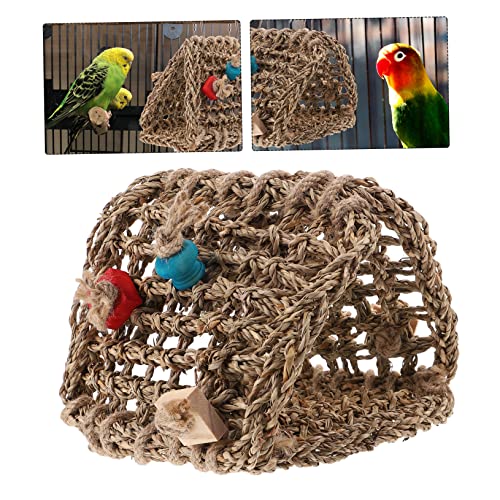 JUMPLAWN Rattan Vogelhängematte Kleines Papageien Schlafnest Hängendes Vogelnest Hängematte Käfigzubehör Waschbar Schnelltrocknend Platzsparend für Kleintiere von JUMPLAWN