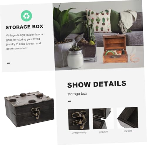 JUMPLAWN Retro Holz Schmuckkästchen mit Deckel Handliche Aufbewahrungsbox aus Robustem Holz Vintage Design für Schmuck Geschenke Hochzeit und Dekorative Ordnung Kompakt und Langlebig von JUMPLAWN