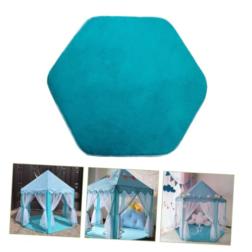JUMPLAWN Teppich Hexagon Form Plüsch Matte für Spielzelt Komfortabel rutschfest Kinderzimmer Spielteppich für Mädchen und Jungen Kuschelige Krabbeldecke für Babyzimmer und Wohnraum Blau von JUMPLAWN