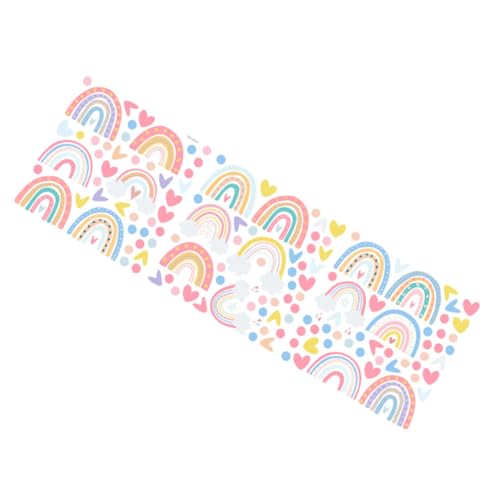 JUMPLAWN Wandtattoo Regenbogen Aufkleber für Kinderzimmer Lustige Cartoon Wanddeko Wasserdichtem Einfach zu Entfernen für Kreative Wohnraumgestaltung Pastellfarbene Herzpunkte von JUMPLAWN