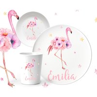 Kindergeschirr Personalisiert Mit Namen Flamingo/Mädchen Geschenk Zur Taufe Geschenke Geburt Kinderteller Set Geschirr Kinder Kindergeschirr Personalisiert Mit Namen Flamingo/Mädchen Geschenk Zur Taufe Geschenke Geburt Kinderteller Set Geschirr Kinder von JUNALOO
