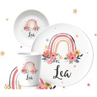 Kindergeschirr Set Melamin Personalisiert Mit Namen Boho Regenbogen Kinderteller Mädchen/Geschirr Kinder Geschenk Zur Taufe Geburt Kindergeschirr Set Melamin Personalisiert Mit Namen Boho Regenbogen Kinderteller Mädchen/Geschirr Kinder Geschenk Zur Taufe Geburt von JUNALOO