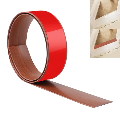 JUNART 100cm×4cm Bodenübergangsstreifen, Selbstklebende PVC-Bodenabdeckungsstreifen, Bodentür-Trennstreifen zum Verbinden von Bodenlücken, Teppich, Fliesen(Maserung des Walnussholzes) von JUNART