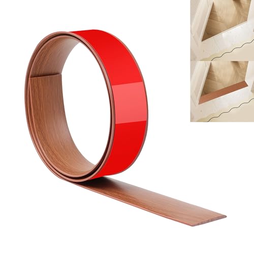 JUNART 100cm×4cm Bodenübergangsstreifen, Selbstklebende PVC-Bodenabdeckungsstreifen, Bodentür-Trennstreifen zum Verbinden von Bodenlücken, Teppich, Fliesen(Teakmaserung) von JUNART