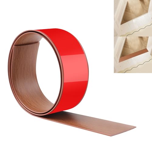 JUNART 100cm×5cm Bodenübergangsstreifen, Selbstklebende PVC-Bodenabdeckungsstreifen, Bodentür-Trennstreifen zum Verbinden von Bodenlücken, Teppich, Fliesen(Teakmaserung) von JUNART
