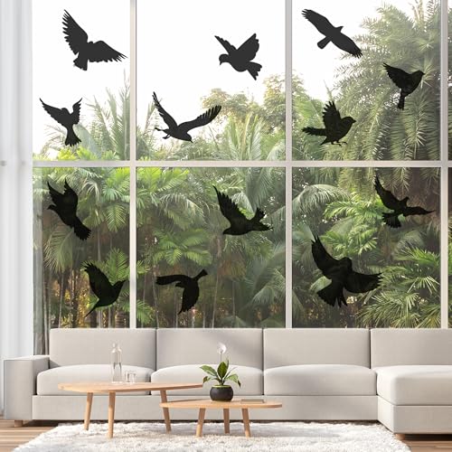 JUNART 16 Pcs Anti-Collision Window Stickers, Bird Shape Window Decals, Prevent people and Bird Strikes on Glass(Black) von JUNART