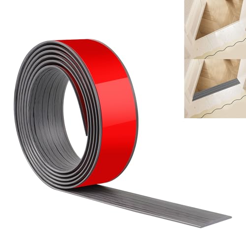 JUNART 200cm×4cm Bodenübergangsstreifen, Selbstklebende PVC-Bodenabdeckungsstreifen, Bodentür-Trennstreifen zum Verbinden von Bodenlücken, Teppich, Fliesen(Dunkelgraue Holzmaserung) von JUNART