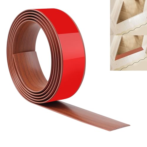 JUNART 200cm×4cm Bodenübergangsstreifen, Selbstklebende PVC-Bodenabdeckungsstreifen, Bodentür-Trennstreifen zum Verbinden von Bodenlücken, Teppich, Fliesen(Maserung des Walnussholzes) von JUNART