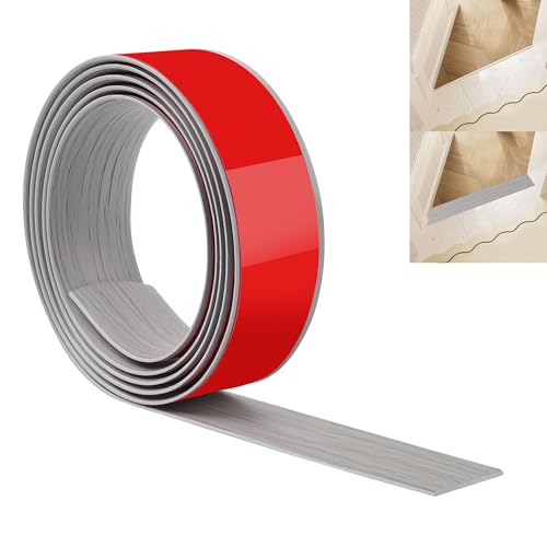 JUNART 200cm×4cm Bodenübergangsstreifen, Selbstklebende PVC-Bodenabdeckungsstreifen, Bodentür-Trennstreifen zum Verbinden von Bodenlücken, Teppich, Fliesen(Neue graue Holzmaserung) von JUNART