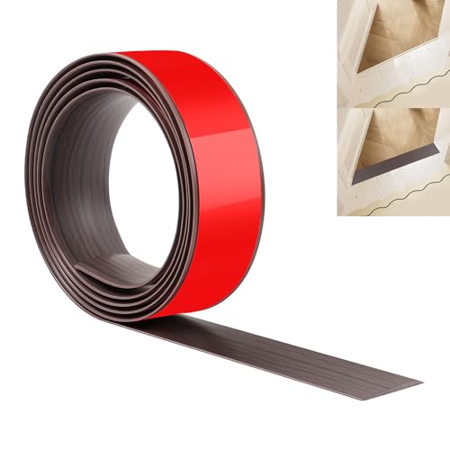 JUNART 200cm×4cm Bodenübergangsstreifen, Selbstklebende PVC-Bodenabdeckungsstreifen, Bodentür-Trennstreifen zum Verbinden von Bodenlücken, Teppich, Fliesen(Schwarze Walnussmaserung) von JUNART