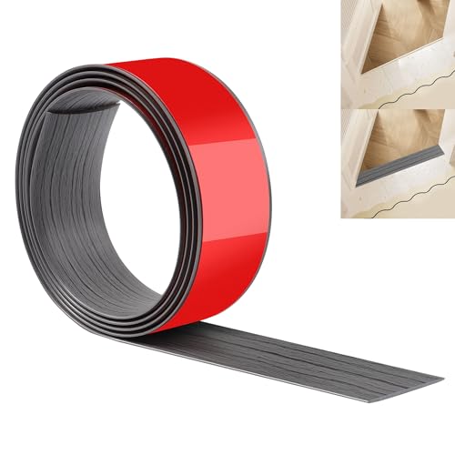 JUNART 200cm×5cm Bodenübergangsstreifen, Selbstklebende PVC-Bodenabdeckungsstreifen, Bodentür-Trennstreifen zum Verbinden von Bodenlücken, Teppich, Fliesen(Dunkelgraue Holzmaserung) von JUNART