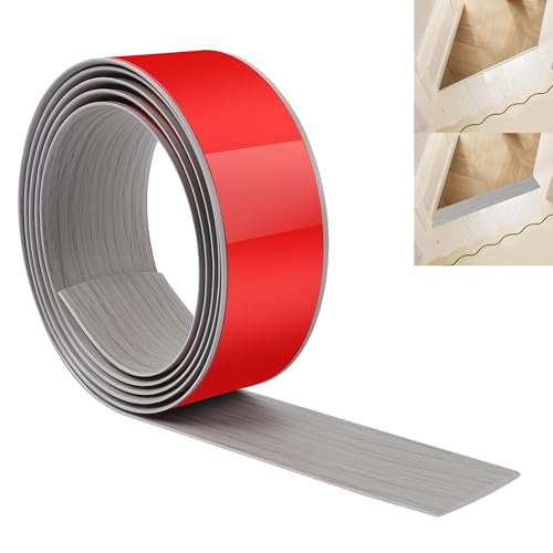 JUNART 200cm×5cm Bodenübergangsstreifen, Selbstklebende PVC-Bodenabdeckungsstreifen, Bodentür-Trennstreifen zum Verbinden von Bodenlücken, Teppich, Fliesen(Neue graue Holzmaserung) von JUNART