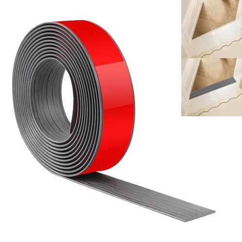 JUNART 400cm×4cm Bodenübergangsstreifen, Selbstklebende PVC-Bodenabdeckungsstreifen, Bodentür-Trennstreifen zum Verbinden von Bodenlücken, Teppich, Fliesen(Dunkelgraue Holzmaserung) von JUNART