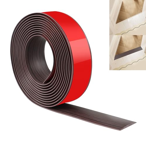 JUNART 400cm×4cm Bodenübergangsstreifen, Selbstklebende PVC-Bodenabdeckungsstreifen, Bodentür-Trennstreifen zum Verbinden von Bodenlücken, Teppich, Fliesen(Schwarze Walnussmaserung) von JUNART