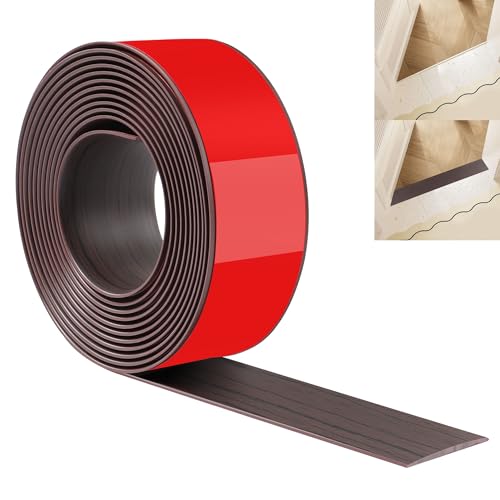 JUNART 400cm×5cm Bodenübergangsstreifen, Selbstklebende PVC-Bodenabdeckungsstreifen, Bodentür-Trennstreifen zum Verbinden von Bodenlücken, Teppich, Fliesen(Schwarze Walnussmaserung) von JUNART
