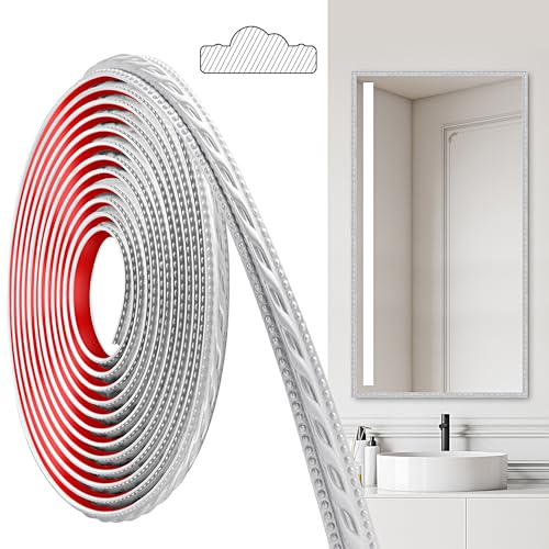 JUNART PCV Zierleisten Selbstklebend, 600cm×2cm, Selbstklebende Deckenstreifen, Selbstklebende Wände, Geeignet für Wände, Spiegelrahmen, Deckendekorationen, Sockelleisten(Silber) von JUNART
