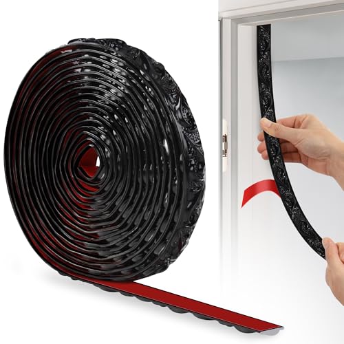 JUNART PVC Flexible Selbstklebende Zierstreifen, 600cm×2cm, 3D-Tapetenbordüren, Wandleisten Selbstklebend und Stuckleisten Wand Eignen Sich für Spiegelkanten, Schränke und Wände(Schwarz) von JUNART