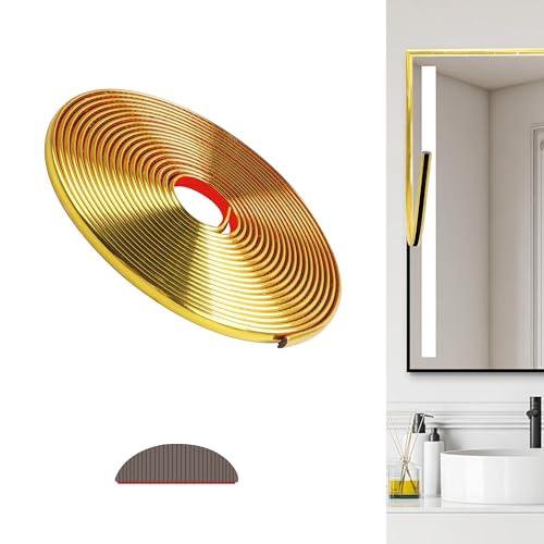 JUNART PVC Selbstklebende Dekorstreifen Sind Abziehbar und Aufklebbar, Sticklelisten selbstklebend,Schmale Stuckleisten， für Wände, Decken, Böden, Schränke, Fliesen（600cm,Gold） von JUNART