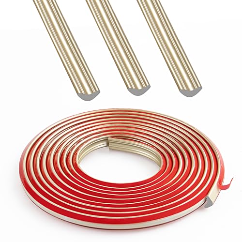 JUNART TPE Sockelleiste, flexible Dichtungsleiste, selbstklebende Kantenleiste für Wände, Decken, Eckdekorationen, Arbeitsplatten, Böden, Fliesenkanten(12×9mm,300cm,Champagner-Gold) von JUNART