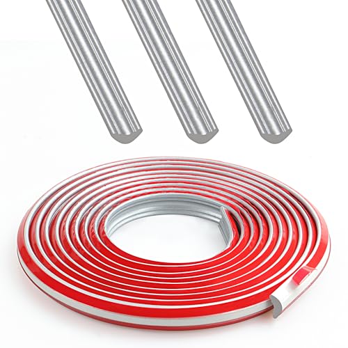 JUNART TPE Sockelleiste, flexible Dichtungsleiste, selbstklebende Kantenleiste für Wände, Decken, Eckdekorationen, Arbeitsplatten, Böden, Fliesenkanten（12×9mm,300cm,Silber） von JUNART
