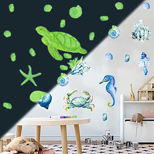 Unter Meer Wandtattoo, Wandtattoo Meeresschildkröten Wandaufkleber unter dem Meer Coral Seaweed, Wandaufkleber Kinderzimmer Babyzimmer Schlafzimmer Badezimmer Wanddeko (C) von JUNBAOYYDS