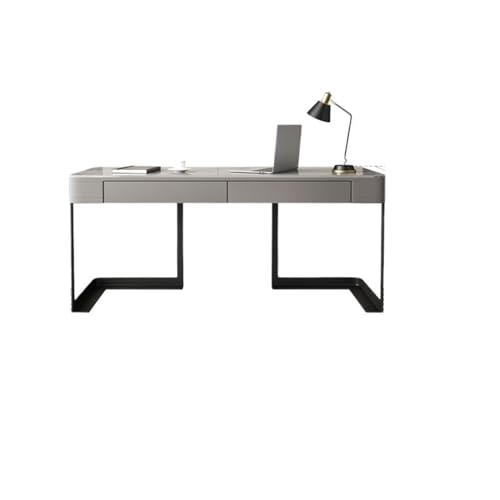 Computertisch Minimalistischer Schreibtisch aus glänzender Steinplatte, moderner, leichter Luxus-Arbeitsplatz, kleiner Desktop-PC-Tisch, Schreibtisch Schreibtisch für Homeoffice(160*60*75CM) von JUNCHENG1008