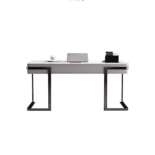 Computertisch Moderner, minimalistischer Schlafzimmer-PC-Tisch im luxuriösen Stil, glänzender Rock-Slab-Schreibtisch, minimalistischer Designer-PC-Schreibtisch for zu Hause Schreibtisch für Homeoffice von JUNCHENG1008