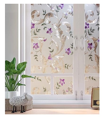 Farbige Fensterfolie Dekorative Fensterfolie, Sichtschutz-Türfolie, statisch haftende selbstklebende Glasfolie, Buntglas-Anti-UV-Fensteraufkleber Sichtschutzfolie für Badezimmerfenster(75x200cm) von JUNCHENG1008