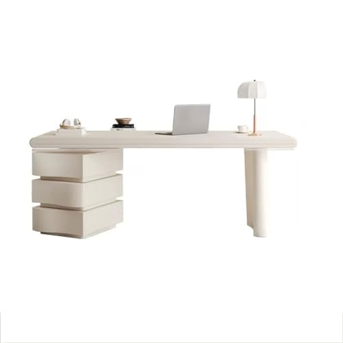 JUNCHENG1008 Computertisch Creme Wind Schreibtisch und Stuhl Kombination mit Aufbewahrungsschublade Schreibtisch PC Tisch Home Office Studiertisch Weiß Schreibtisch für Homeoffice(180 * 70 * 75cm) von JUNCHENG1008