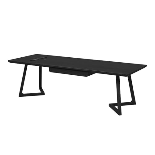 JUNCHENG1008 Computertisch Moderner, Schlichter Home-Office-Schreibtisch, 31,5 Zoll breiter Schreibtisch-Arbeitsplatz aus Eschenholz mit Ladesteckdosen, Schwarz Schreibtisch für Homeoffice(L) von JUNCHENG1008
