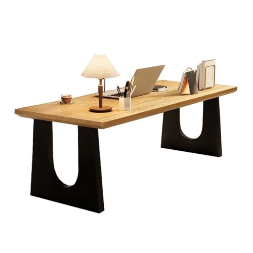 JUNCHENG1008 Computertisch Moderner, geräumiger Schreibtisch, Laptop-PC-Arbeitsplatz mit Beinen aus Kohlenstoffstahl, minimalistischer for das Home Office Schreibtisch für Homeoffice(Natural,L) von JUNCHENG1008