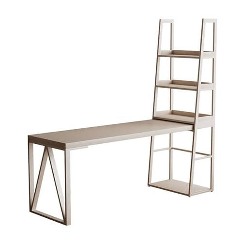 JUNCHENG1008 Computertisch Moderner Schreibtisch for das Home Office mit Metallrahmen, Eckschreibtisch Stauraum, PC-Tisch-Arbeitsplatz 4-stufigem Bücherregal Schreibtisch für Homeoffice(M) von JUNCHENG1008