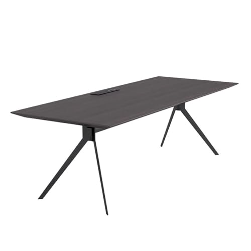 JUNCHENG1008 Computertisch Moderner Schreibtisch im minimalistischen Stil mit Ladestation, schwarzem Metallrahmen, Massivholzbrettern, for das Home Office Schreibtisch für Homeoffice(M) von JUNCHENG1008