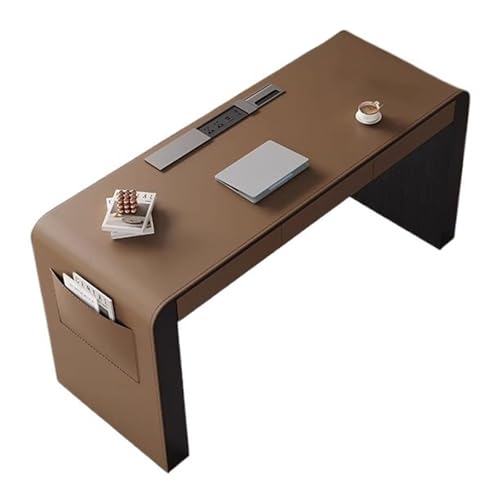 JUNCHENG1008 Computertisch Schreibtisch aus Sattelleder im minimalistischen Stil mit USB-Ladeanschlüssen, moderner Stauraum Schreibtisch für Homeoffice(XL) von JUNCHENG1008