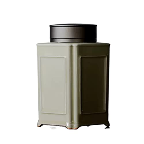 JUNCHENG1008 Keramik Teedose Teedosen aus Keramik im chinesischen Retro-Stil, Dose for losen Tee, Teekanne aus Porzellan mit luftdichtem Doppeldeckel, 380 ml Teebehälter von JUNCHENG1008