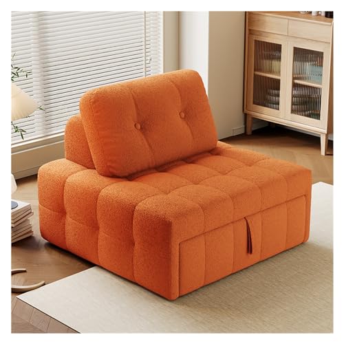 JUNCHENG1008 Klappbares Schlafsofa Umwandelbares Klappschlafsofa – Schlafsessel mit Kissen, Schlafsesselbett for Wohnzimmer/Wohnheim/Gästenutzung/Heimbüro/Wohnung, Einzelbettgröße(Orange,80cm) von JUNCHENG1008