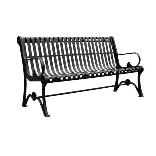 JUNCHENG1008 Outdoor Bank Gartenbank mit Rückenlehne, Sitzstühle aus Eisen for mehrere Personen im Freien, for Balkon, Hof, Veranda und Wintergarten, Schwarz Gartenbank(Klein) von JUNCHENG1008