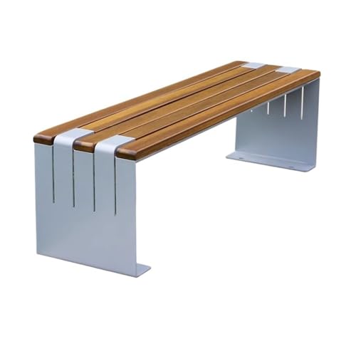 JUNCHENG1008 Outdoor Bank Gartenbank ohne Rückenlehne, Holzstuhl for den Außenbereich mit Stahlfüßen, for Sitzgelegenheiten im Park, Hof und Terrasse Gartenbank(Mittel) von JUNCHENG1008