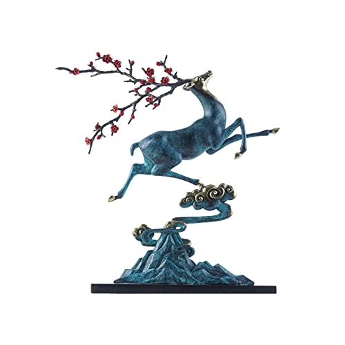 JUNCHENG1008 Schreibtischdeko Kupfer Pflaume Hirsch Eingang Ornamente Home Wohnzimmer Büro TV Schrank Weinschrank Dekorationen Tischdekorationen(48 * 12 * 51cm) von JUNCHENG1008
