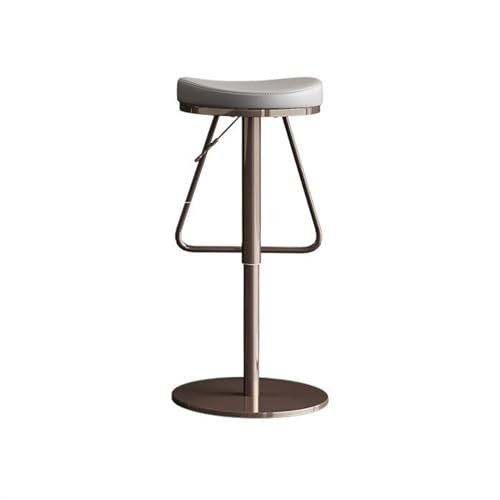 JUNCHENG1008 barhocker Barhocker, Leichter Luxus-Barhocker, Haushaltsdrehstuhl ohne Rückenlehne, anhebbarer Barstuhl aus Edelstahl (56–82 cm). barhocker mit lehne(Light Gray) von JUNCHENG1008