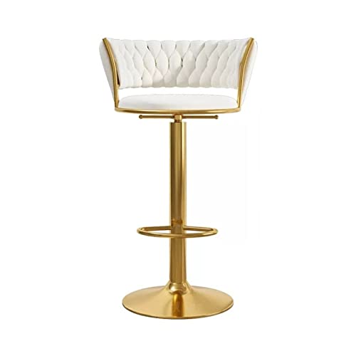 JUNCHENG1008 barhocker Haushalt Bar Rezeption Drehbarer Hochstuhl Mit Rückenlehne Verstellbarer Hochhocker (65-80 cm) barhocker mit lehne(Weiß) von JUNCHENG1008