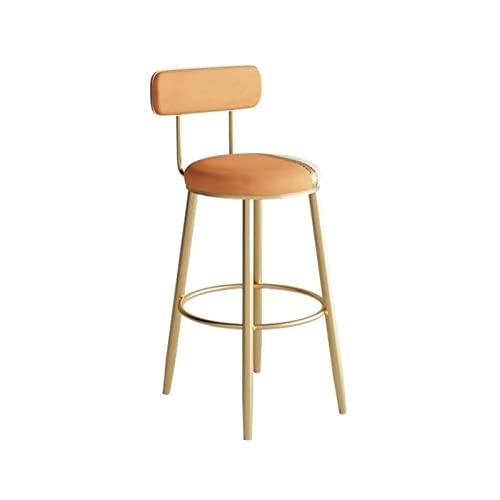 JUNCHENG1008 barhocker Modischer Luxus-Hochstuhl Nordic Bar Restaurant Dessert Shop Rezeption Hochhocker mit Rückenlehne barhocker mit lehne(Orange,Klein) von JUNCHENG1008