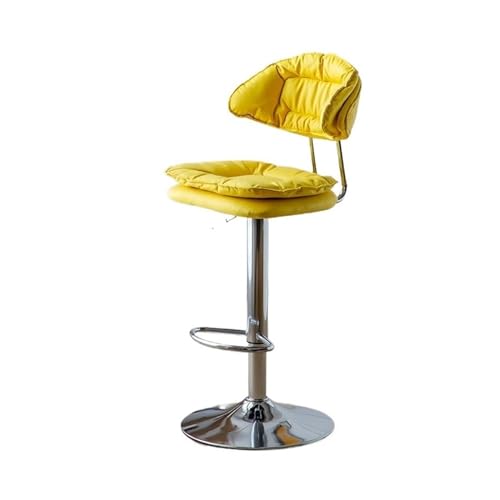 JUNCHENG1008 barhocker PU Leder Einfache Rückenlehne Haushalt Hohe Hocker 60-80 cm Lift Drehbare Bar Stuhl Restaurant Bar Stuhl barhocker mit lehne(Yellow) von JUNCHENG1008