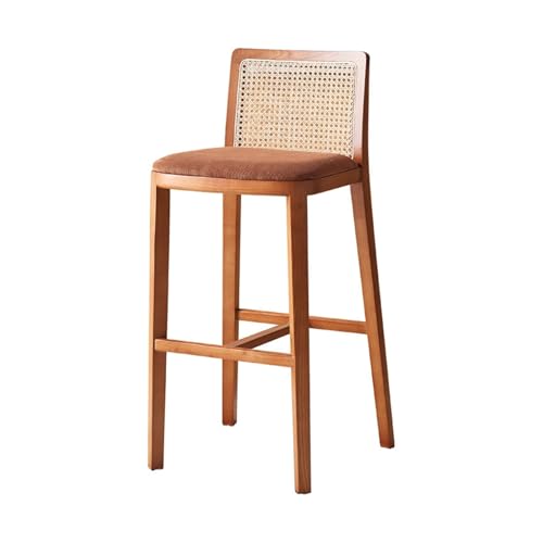 JUNCHENG1008 barhocker Rattan Barhocker Zurück Hochstuhl Bar Restaurant Massivholz Gepolsterte Kissen Barhocker barhocker mit lehne von JUNCHENG1008